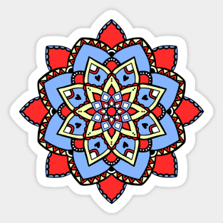 Red and blue mandala pattern Sticker